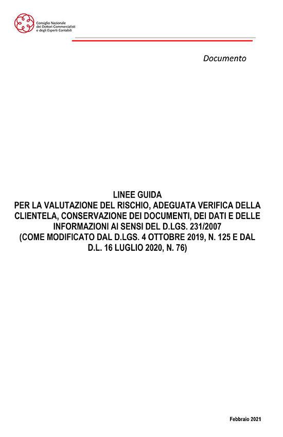 Bozza linee guida Antiriciclaggio 2021
