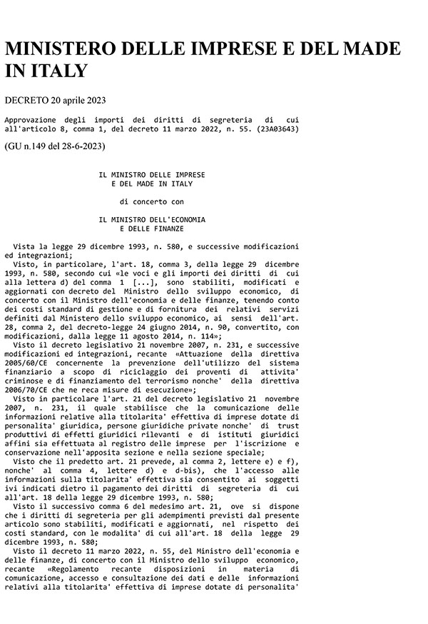 Decreto ministeriale 20 aprile